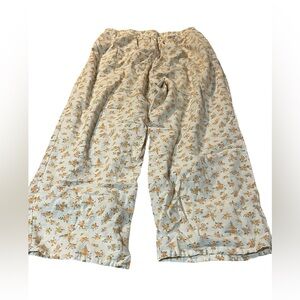 American Eagle Outfitters Floral Print Pants - Cream and Orange